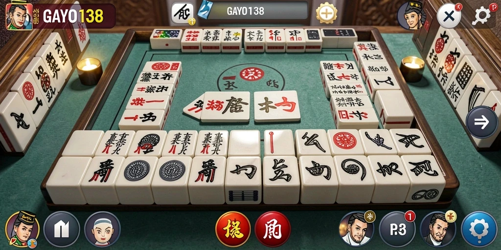 Tangkapan layar GAYO138 menampilkan aksi seru permainan Mahjong.