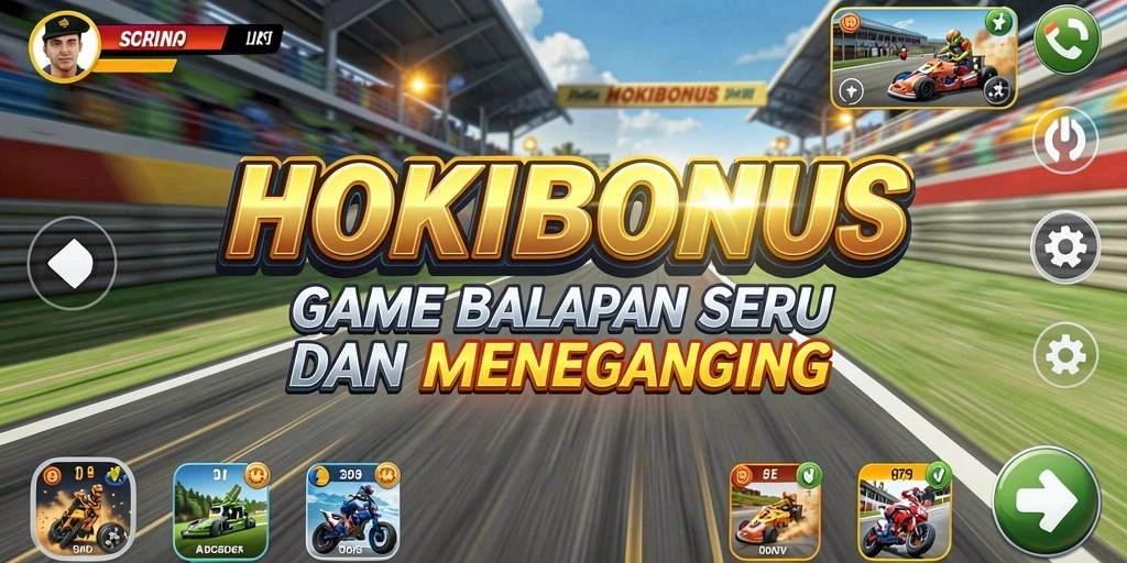 Tampilan gameplay HOKIBONUS yang menampilkan balapan seru dan mendebarkan.