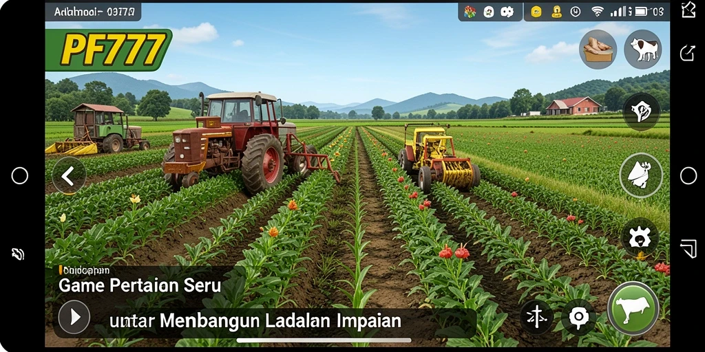 Tampilan gameplay PF777 saat Anda sedang bercocok tanam di ladang.
