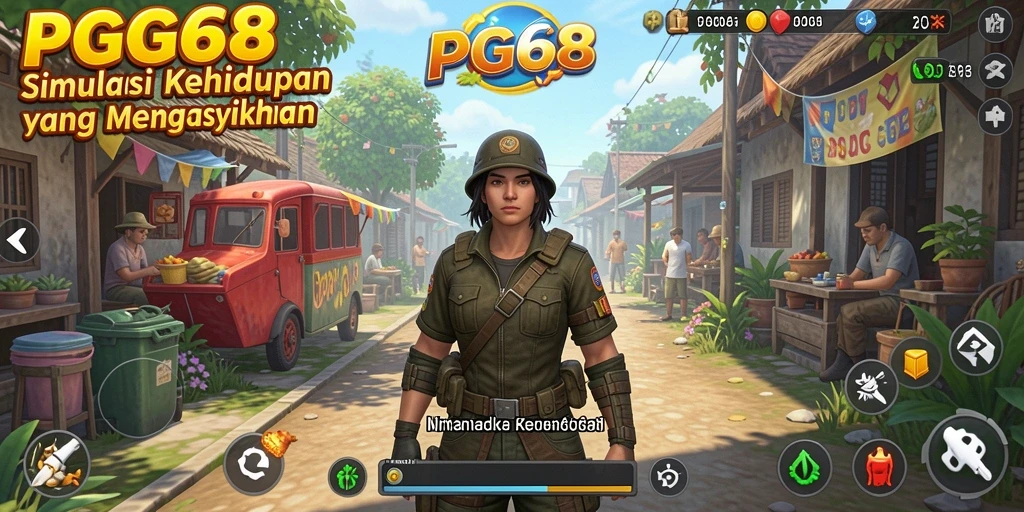Tampilan dari gameplay PGG68 dengan karakter yang sedang berinteraksi.