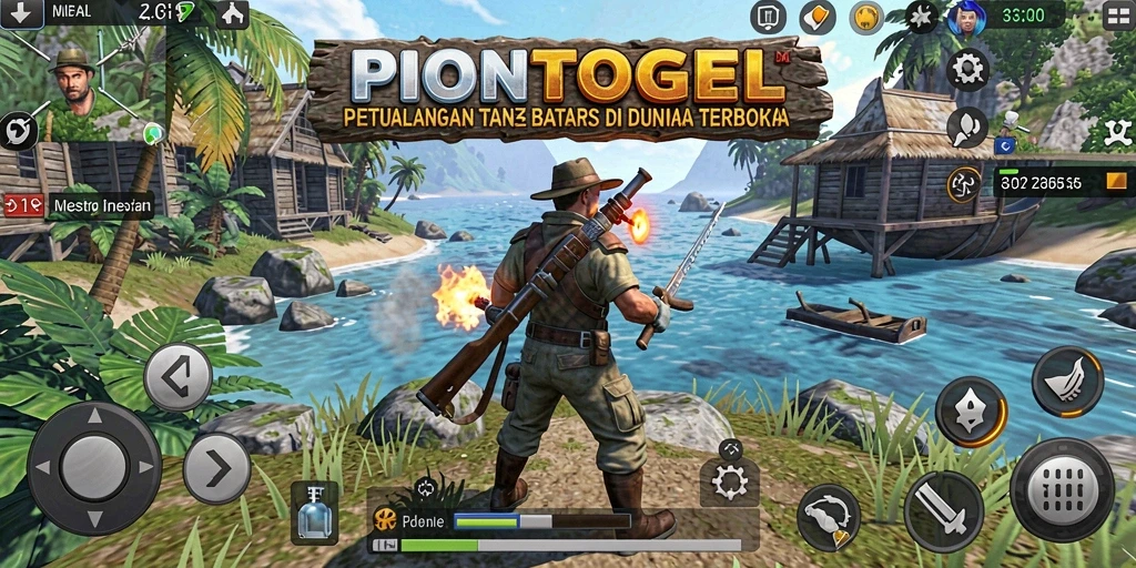 Screenshot PIONTOGEL menunjukkan gameplay penuh eksplorasi dan petualangan.