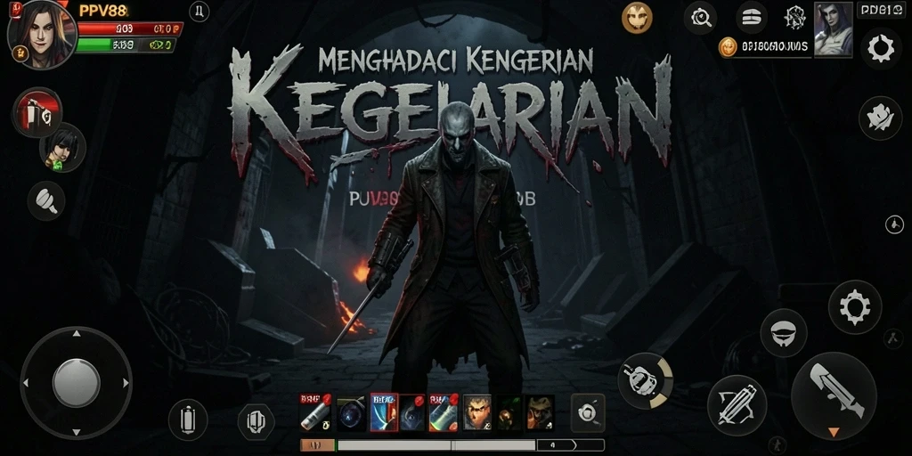 Tangkapan layar utama PPV88 menunjukkan suasana menyeramkan saat gameplay.