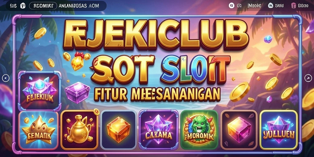 Tampilan layar utama REJEKICLUB dengan berbagai tema slot yang menarik.