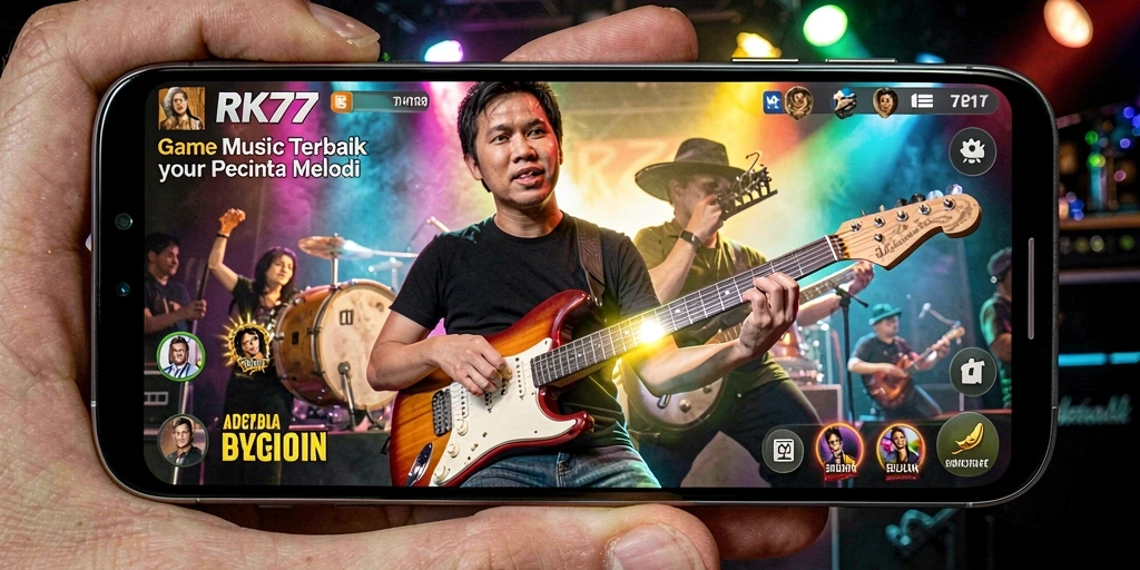 Tampilan gameplay RK77 yang menarik dan interaktif saat bermain musik.