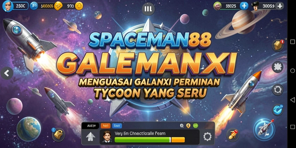 Gameplay SPACEMAN88 menampilkan eksplorasi galaksi dan pengelolaan koloni.