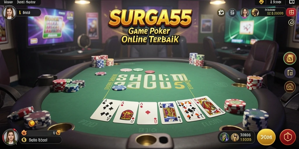 Tampilan gameplay poker yang menegangkan dalam SURGA55.